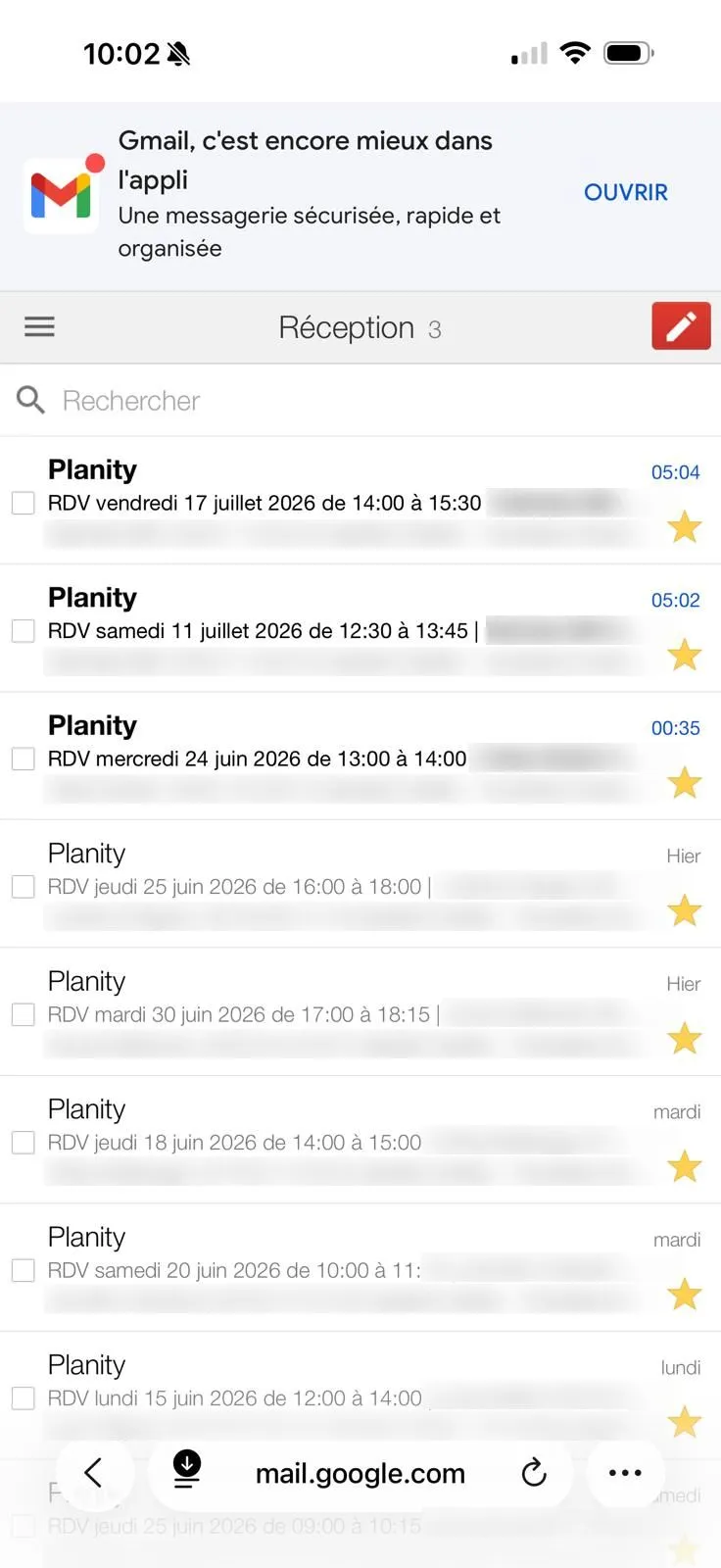 The Planity bookings generated the same day