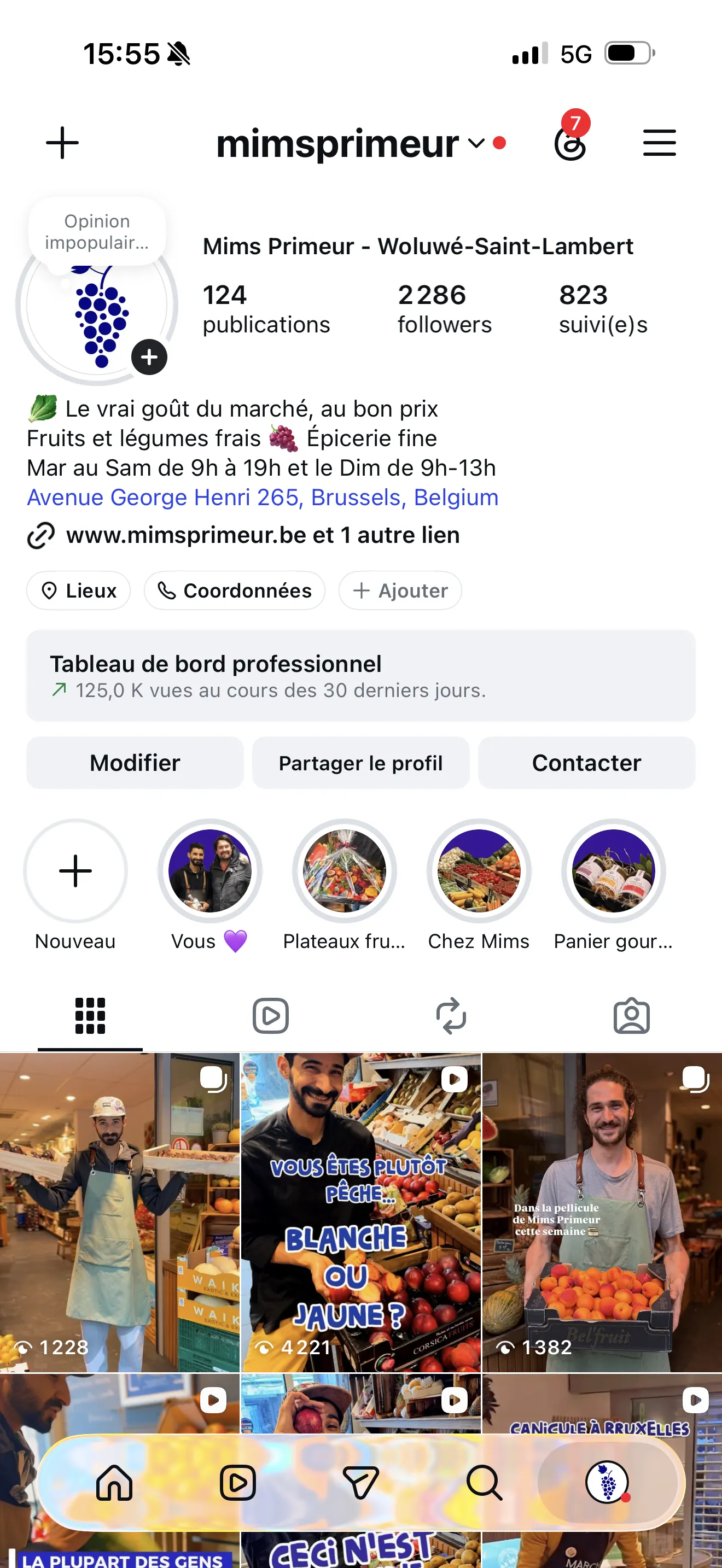 Le compte Instagram de MIMS Primeur, 132,2K personnes touchées